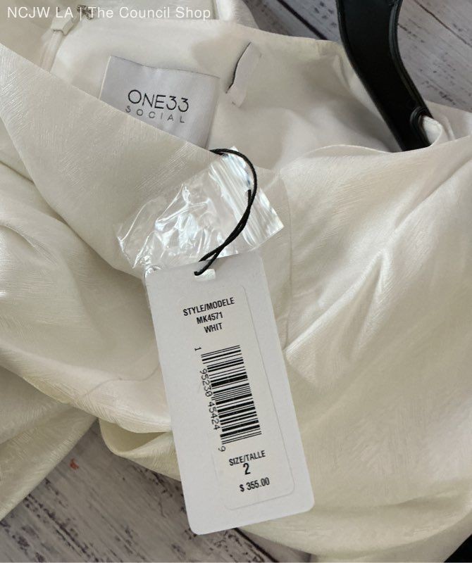 NWT One33 Social White Belted Dress Size 2 Retail $355