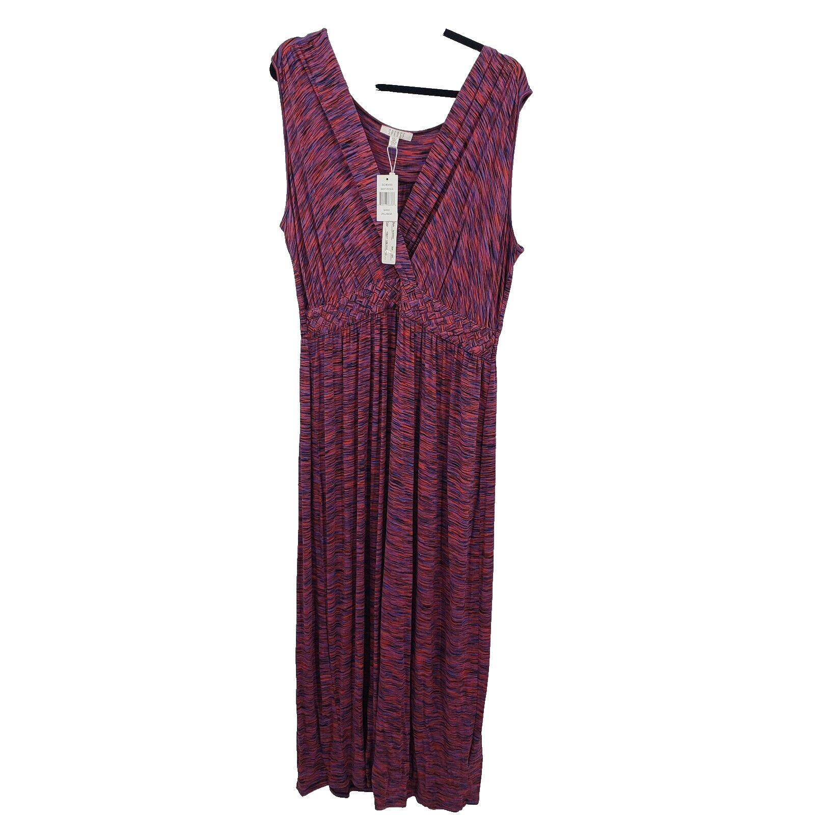 Spense Heathered Striped Maxi Dress Womens XXL Pink multicolor Sleeveless V Neck