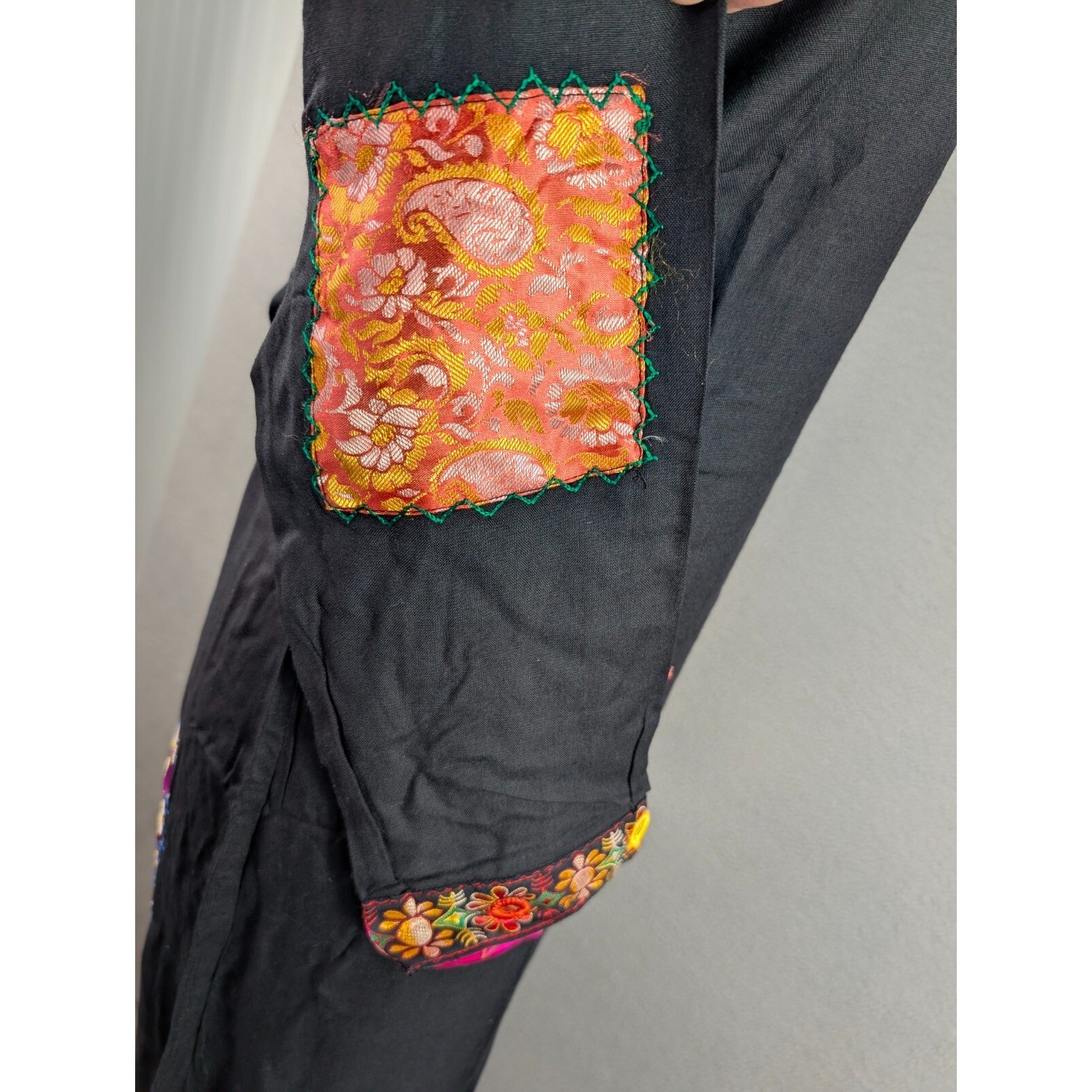 Sacred Threads Maxi Dress Floral Patchwork Long Sleeve Witchy Goth Size S/M NWT