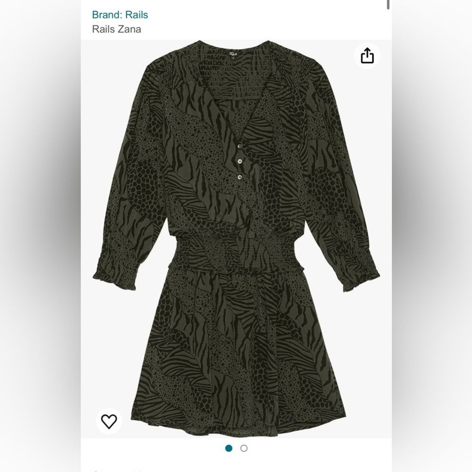 BUNDLE Rails Jasmine Olive Static & Zana Long Sleeve V-Neck Mini Dresses Size XS