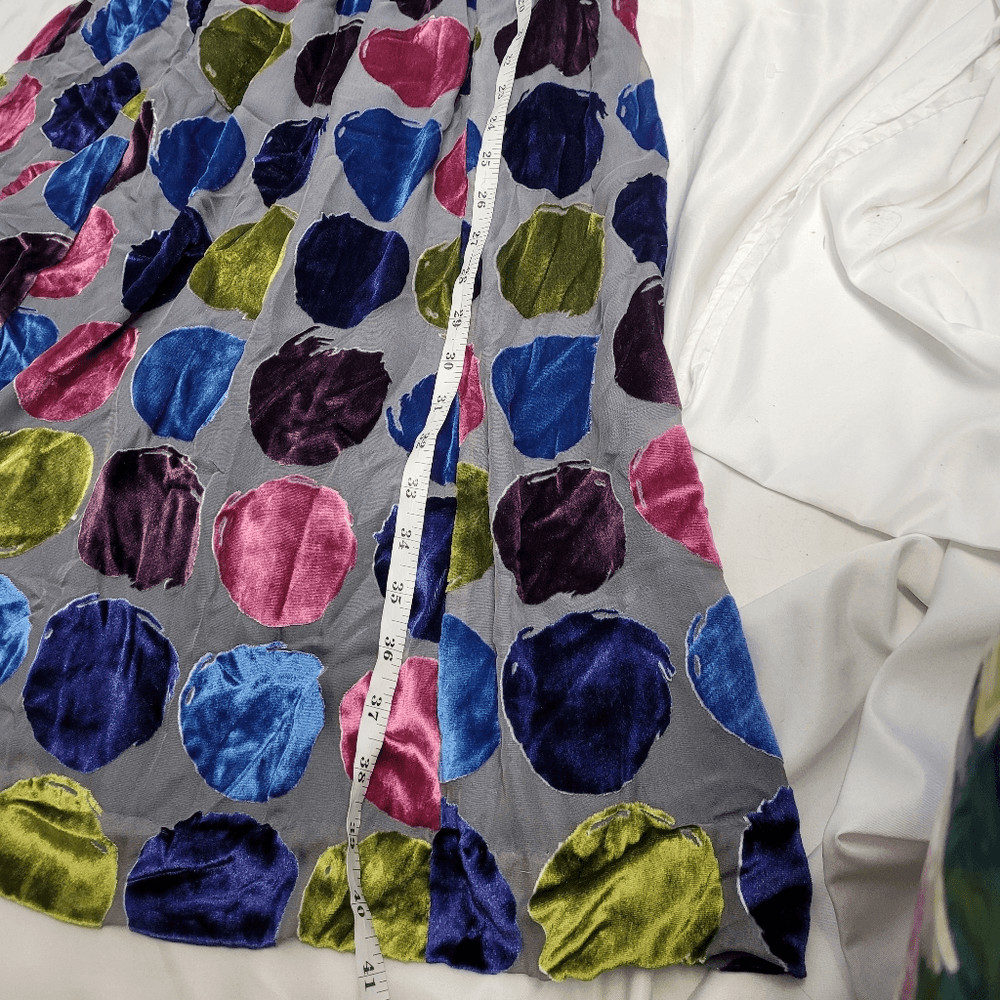 BODEN velvet polka dot silk sleeveless shirred waist v-neck dress 6
