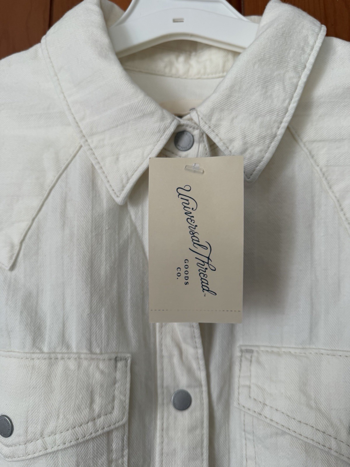 Women’s Universal Thread White Western Button-Up Shirt Dress Size Small NWT