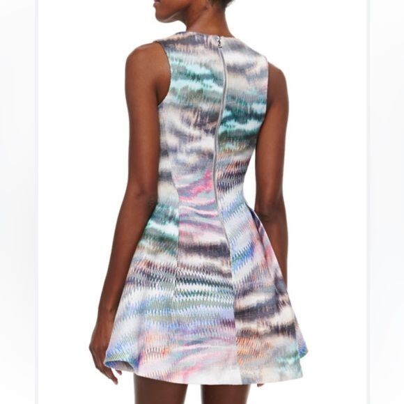 NWT Alexis Matthew Pleated Printed Twill Dress Mini Fit Flare Party Sz XS