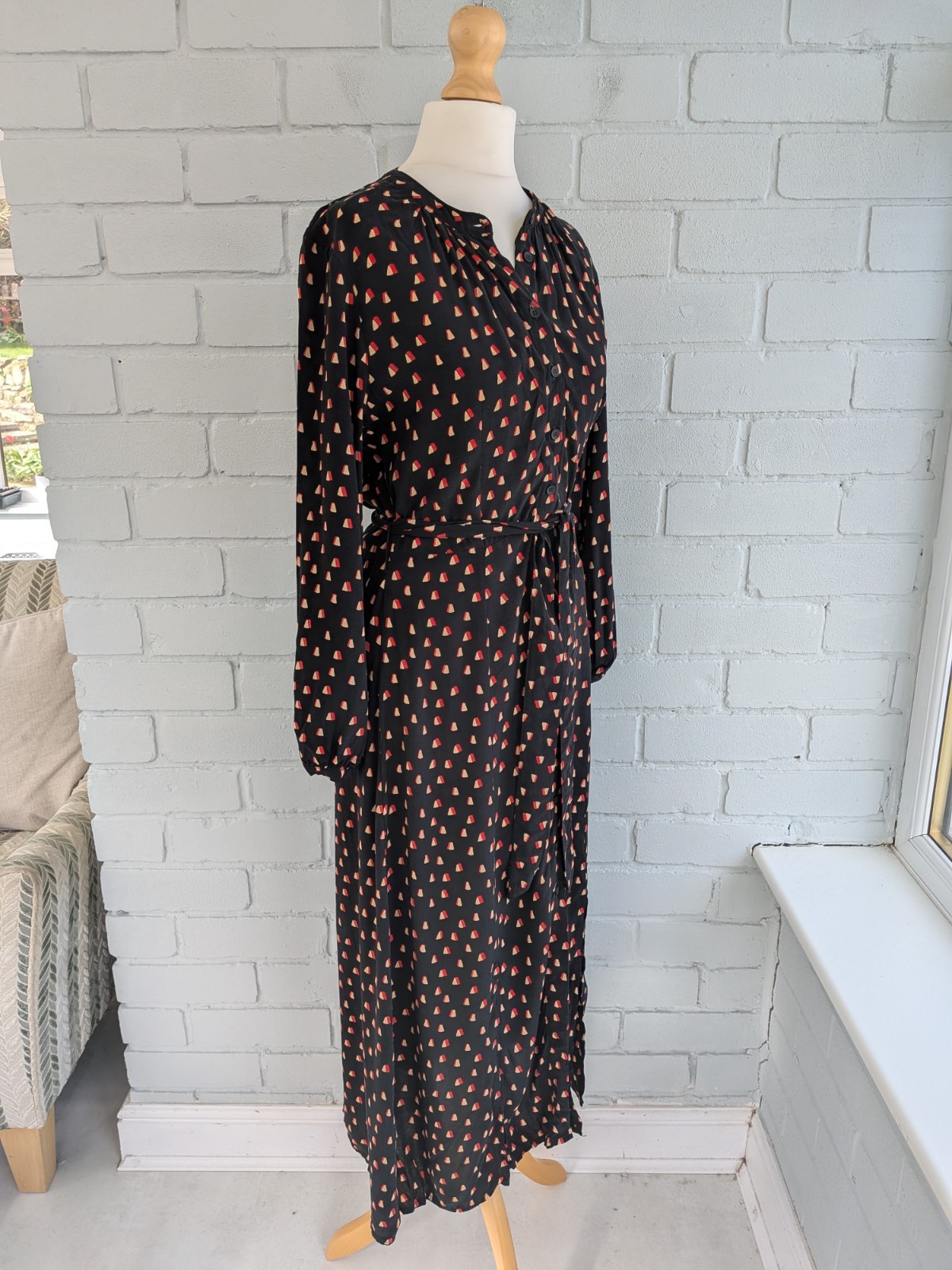 Whistles black and red midi shirt dress size 6 work wear
