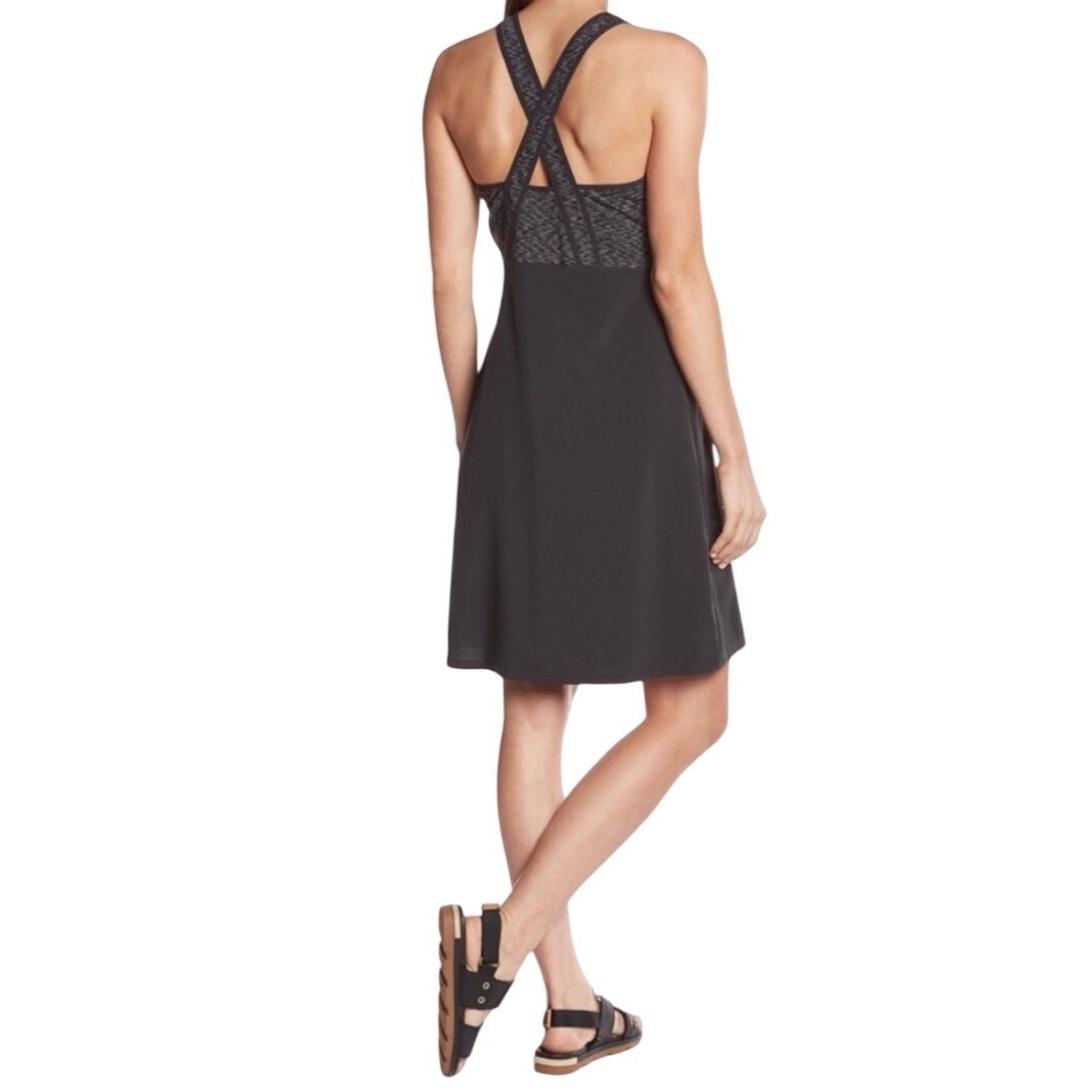 Smartwool Willow Lake Merino Wool Blend Crisscross Back Dress Black Gray XL NEW