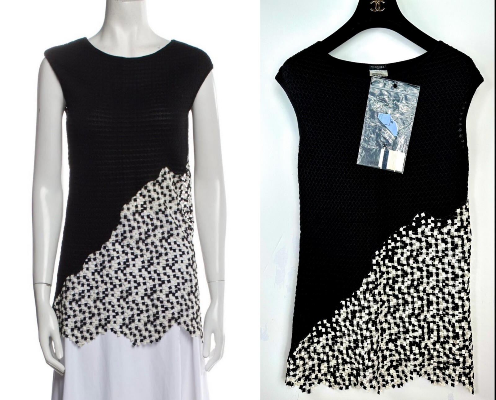 4K Chanel 2011 Cameron Black White Crochet Mini Dress 34 36 2 4 Top Tunic XS S