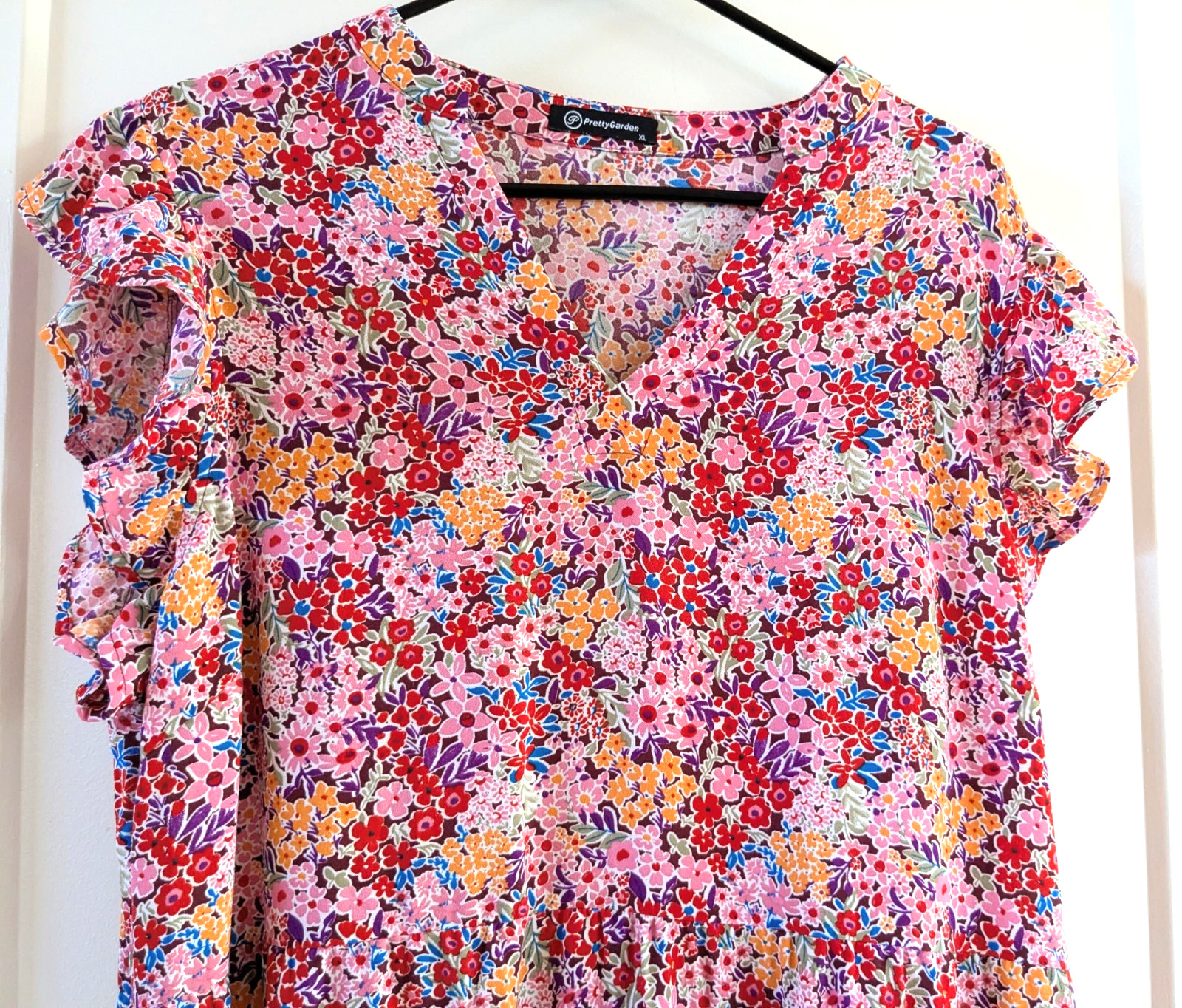 Pretty Garden SZ XL 16-18 Womens Flowy Tiered Maxi Dress Boho Hippie Cottagecore