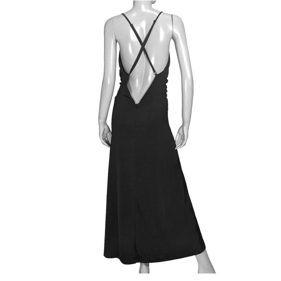 New Jason Wu Textured Cowl Neck Backless Spaghetti Strap Dress Slit Size Medium