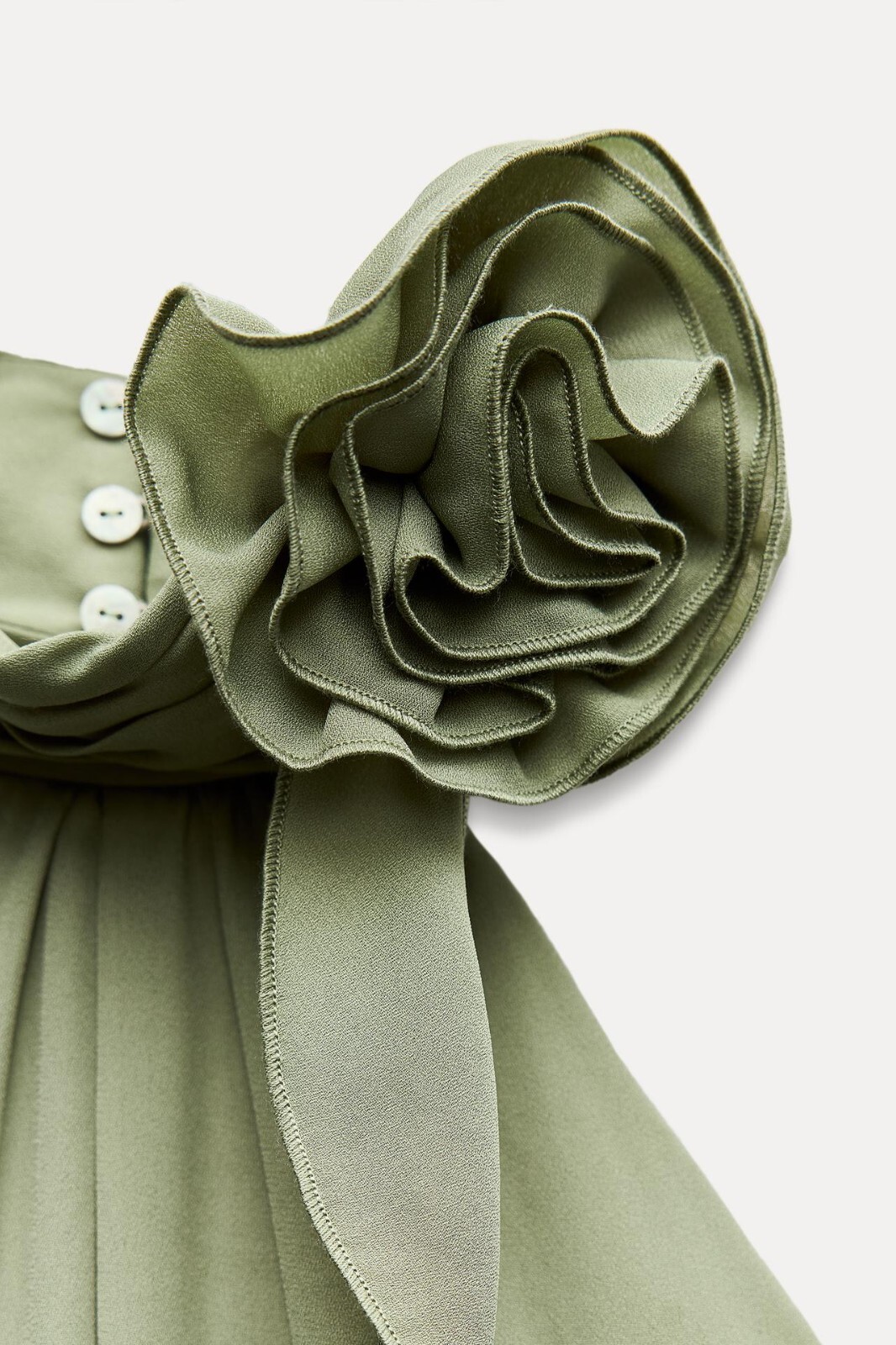 ZARA WOMAN NWT RUFFLED FLOWER HALTER NECK MIDI DRESS SEA GREEN | 8978/327 FW24