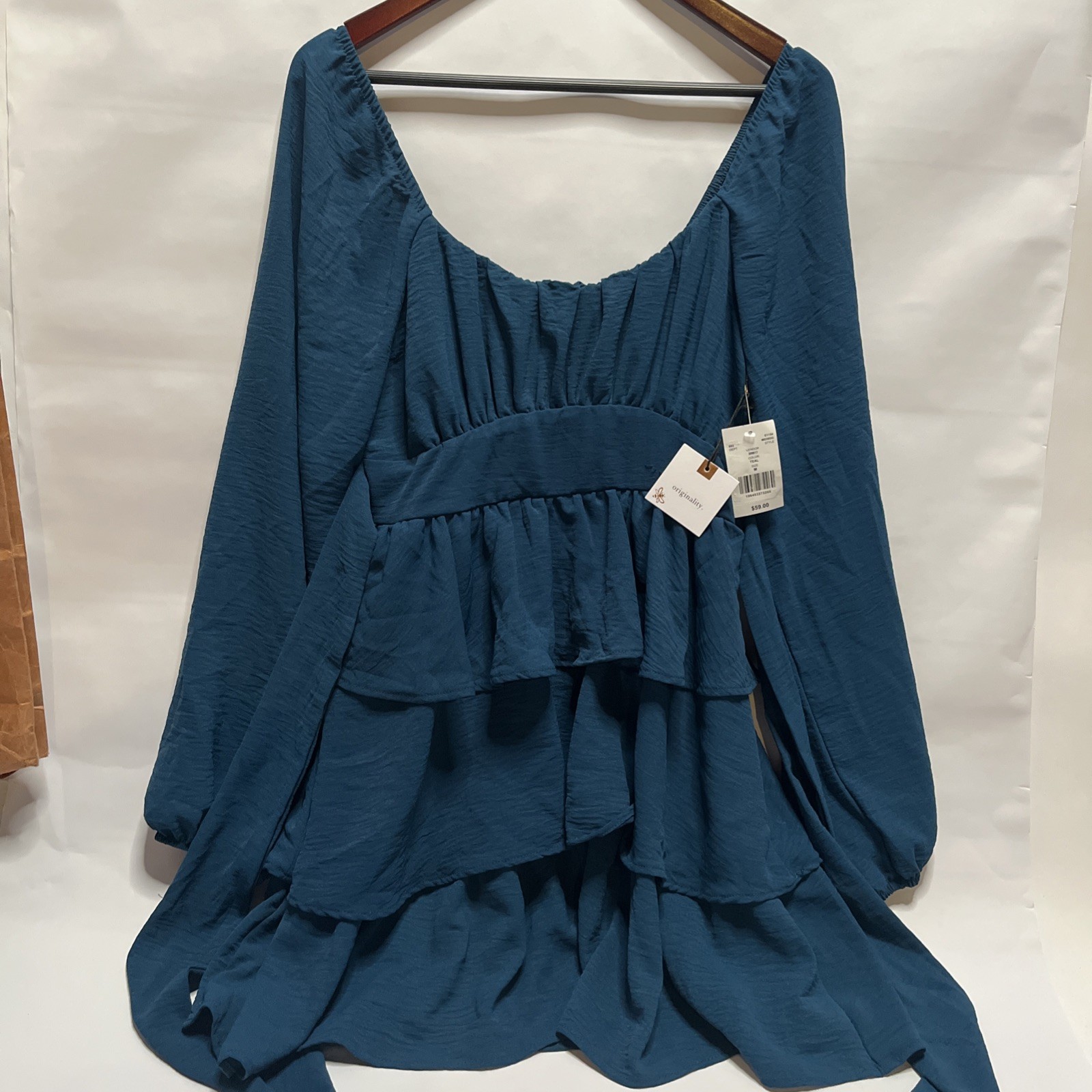 Originality Women’s Boot Barn Exclusive Solid Long Sleeve Mini Dress Teal Size M