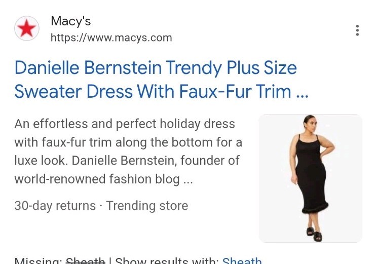 NWT $99 DANIELLE BERNSTEIN Size Lg Sexy Lightweight Sweater Dress Faux Fur