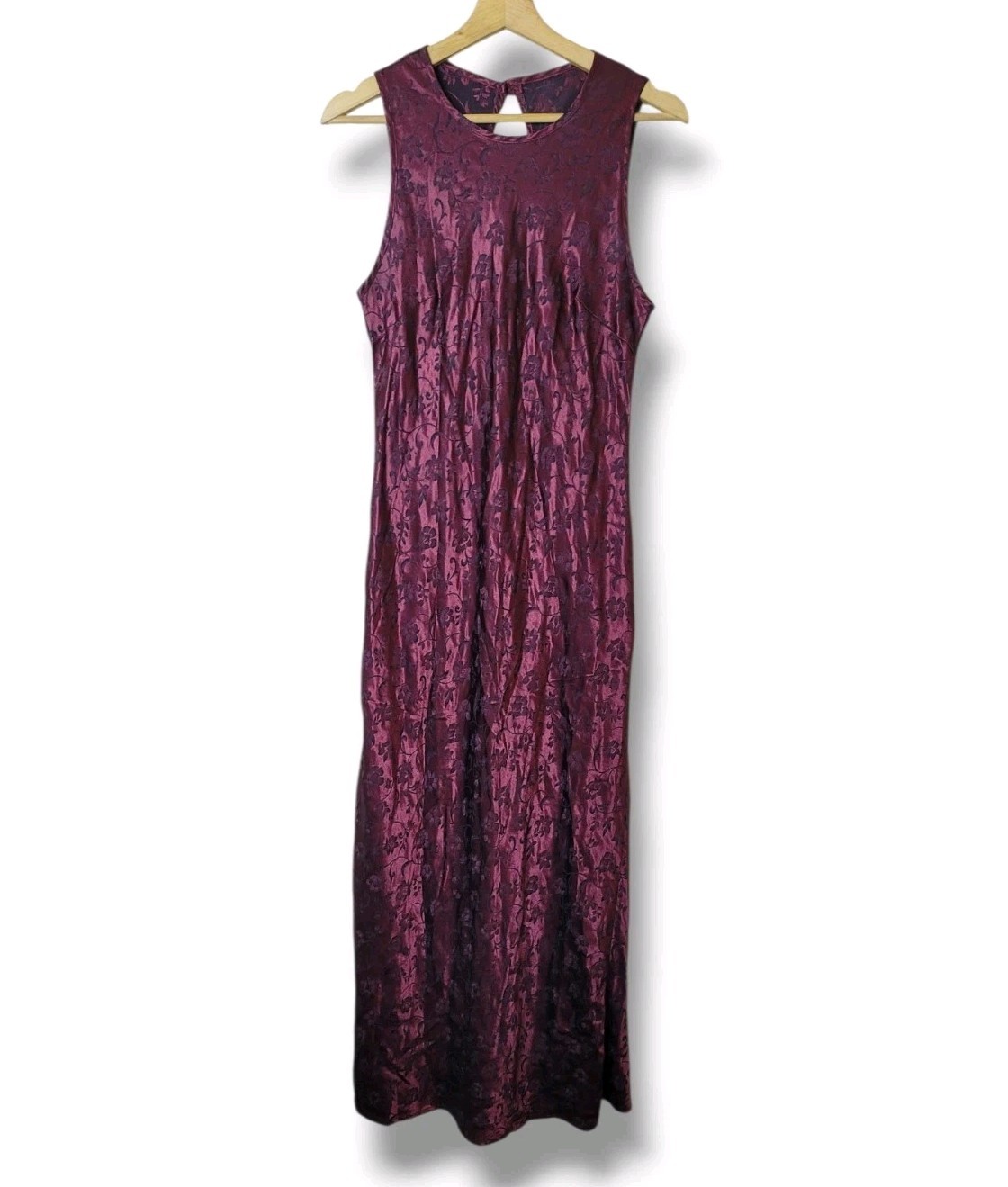 Vintage 90s Steppin’ Out Dark Romantic Burgundy Black Maxi Slip Dress Size 11/12