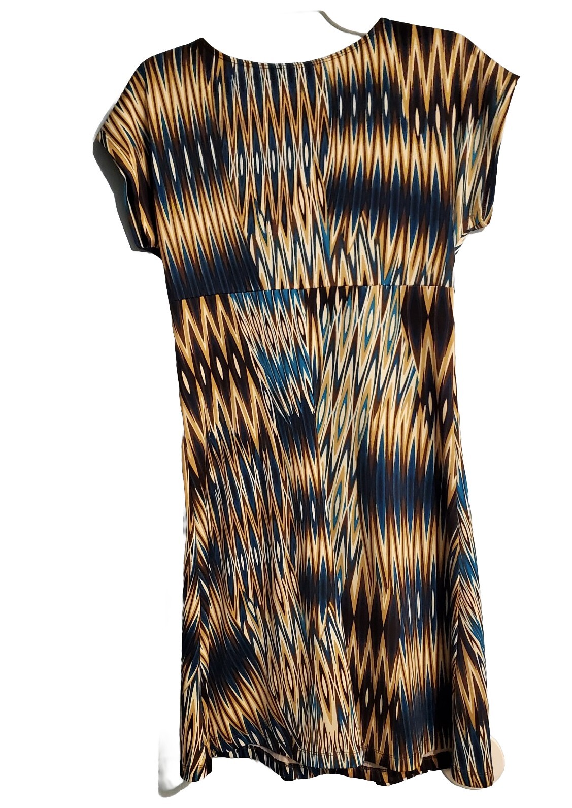 PerSeption Concept Dress Womens Small Brown Teal V-neck Cap Sleeve