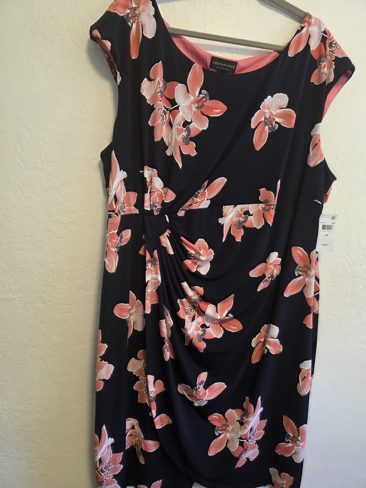 Connected Apparel Lisa Faux Wrap Floral Dress Sz 24W