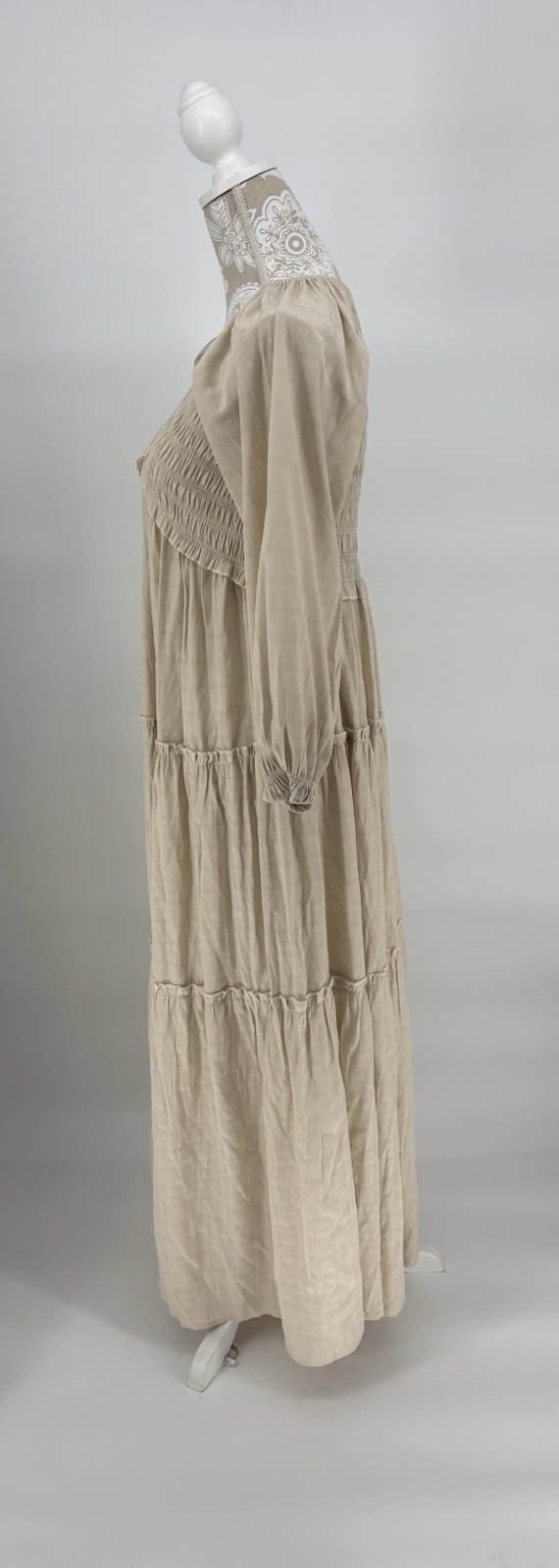NWT R.Vivimos V Neck Empire Waist Layered Ruffle Maxi Dress Small 4/6 Boho Flowy