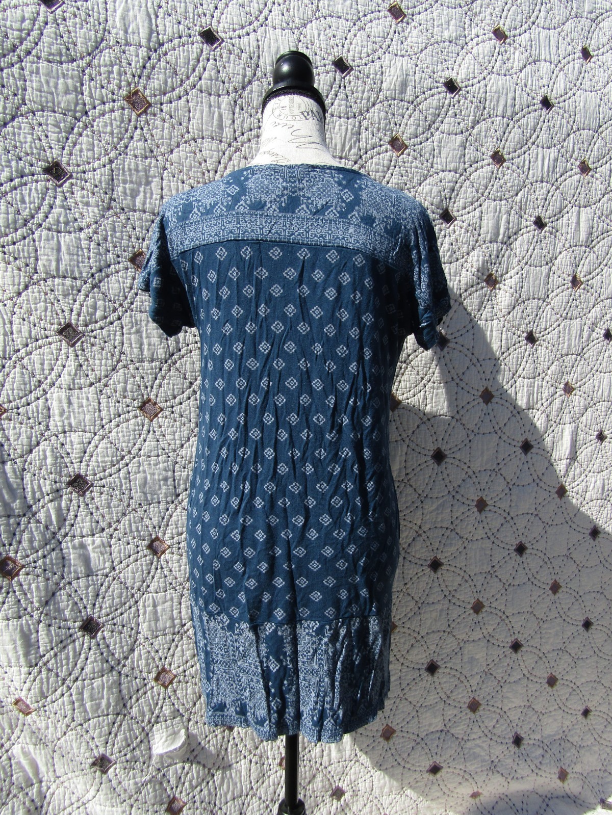 Lucky Brand Blue Boho Shift Short Sleeve T-Shirt Dress Women’s size small
