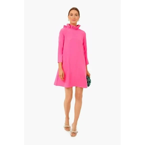 Tuckernuck Hot Pink Daphne Dress with Ruffle Collar and Bow Back size XXXL 3XL