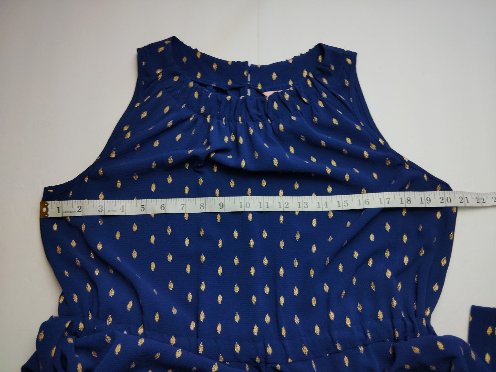 Juicy Couture Navy Blue Gold Metallic Cinched Adjustable Dress ~ Size XL