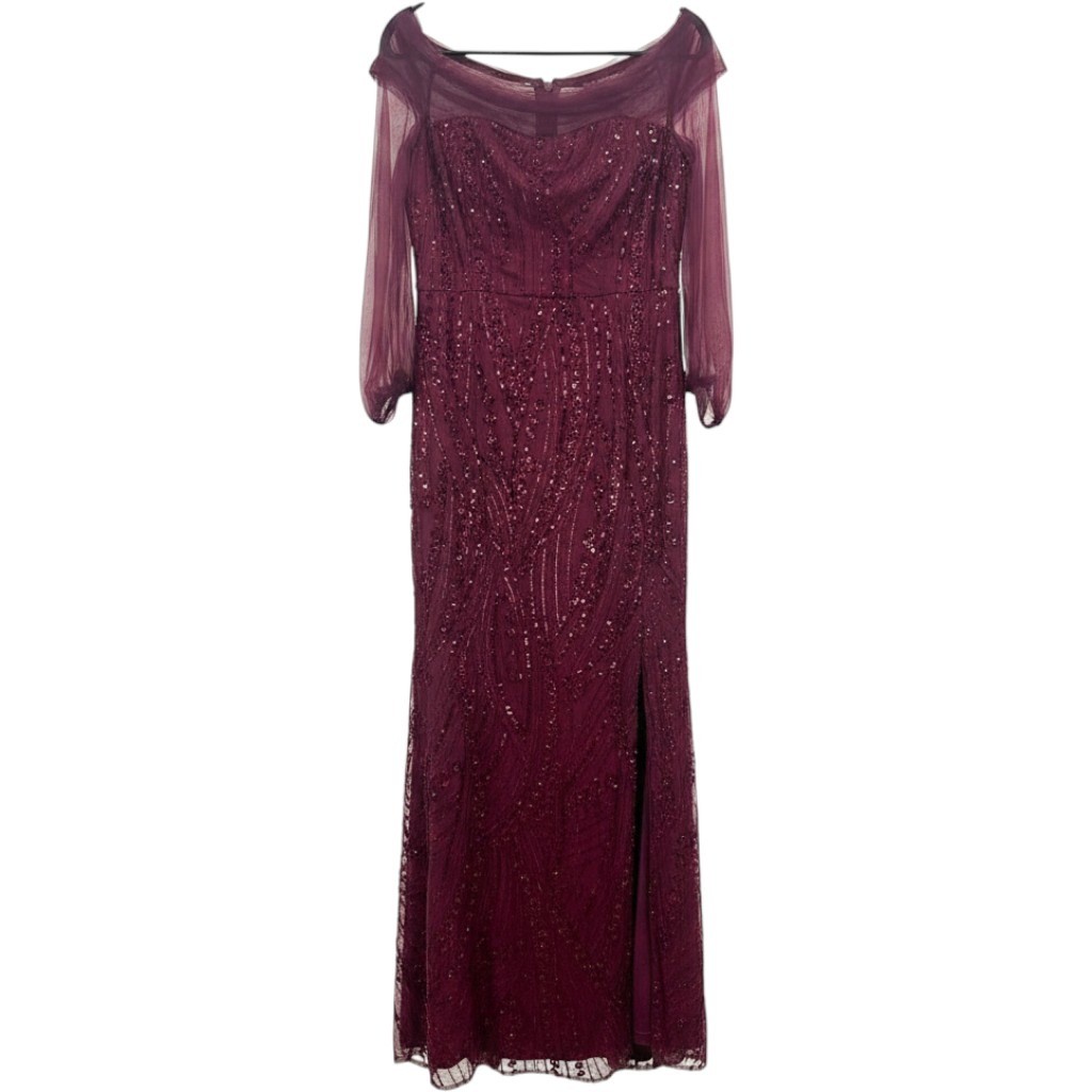 NWT JS Collections Savannah Raspberry Sequin Beaded Gown Size 12