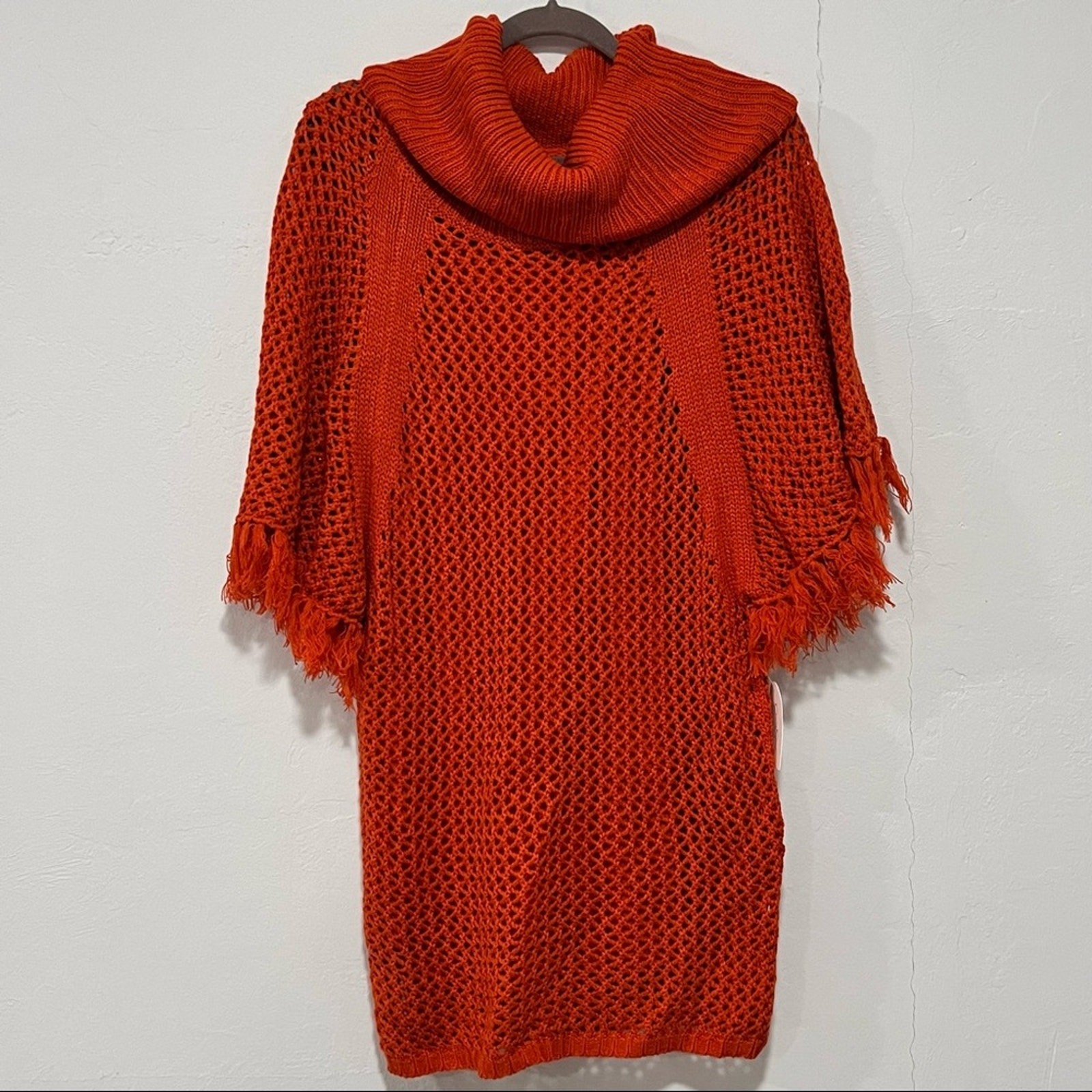 $138 NWT Jessica Simpson Fringe Cowl Neck Sweater Dress Small