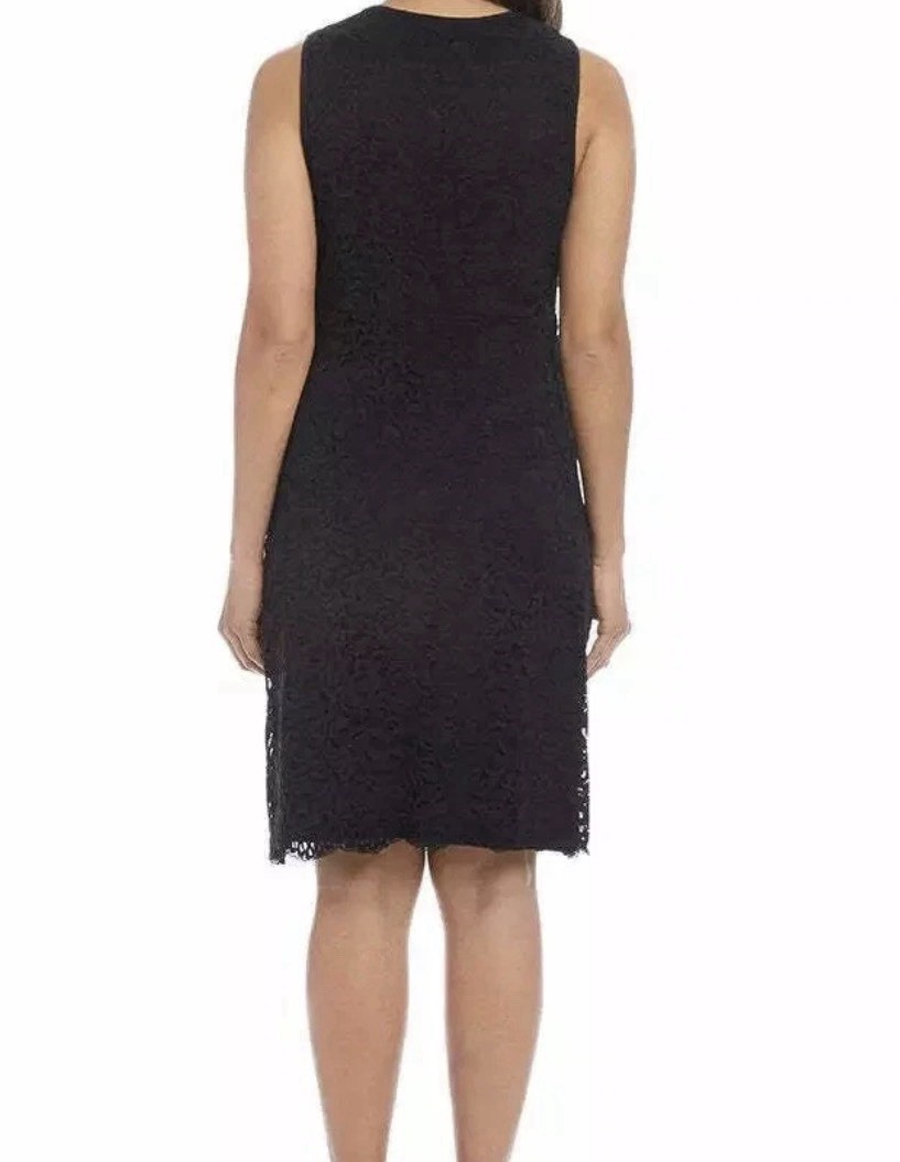Karen Kane Black Lace Overlay Sleeveless Dress Sleeves Cocktail Midi Women’s XL