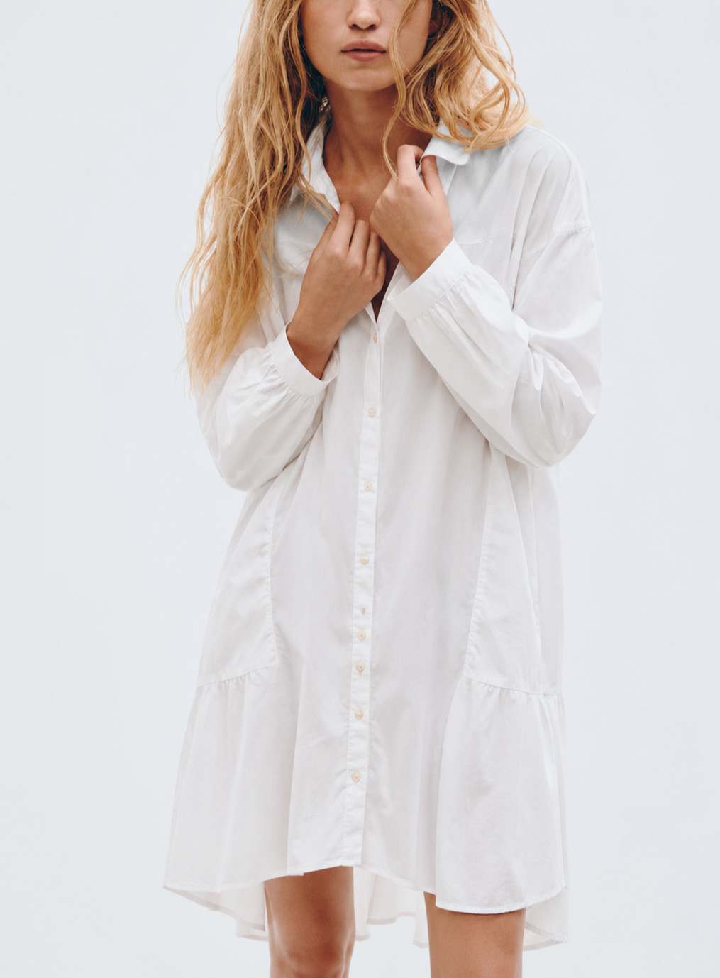 Scanlan Theodore White Dress Parachute Pocket 10 Long Sleeve Cotton Shirtdress