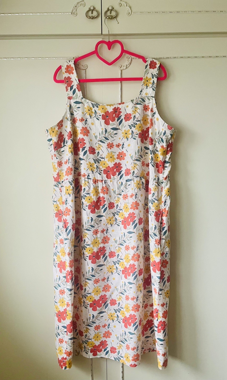 💝 Seasalt ” MERTHER LANE ” Dress Size 18 Cream Orange Yellow Floral Print Linen