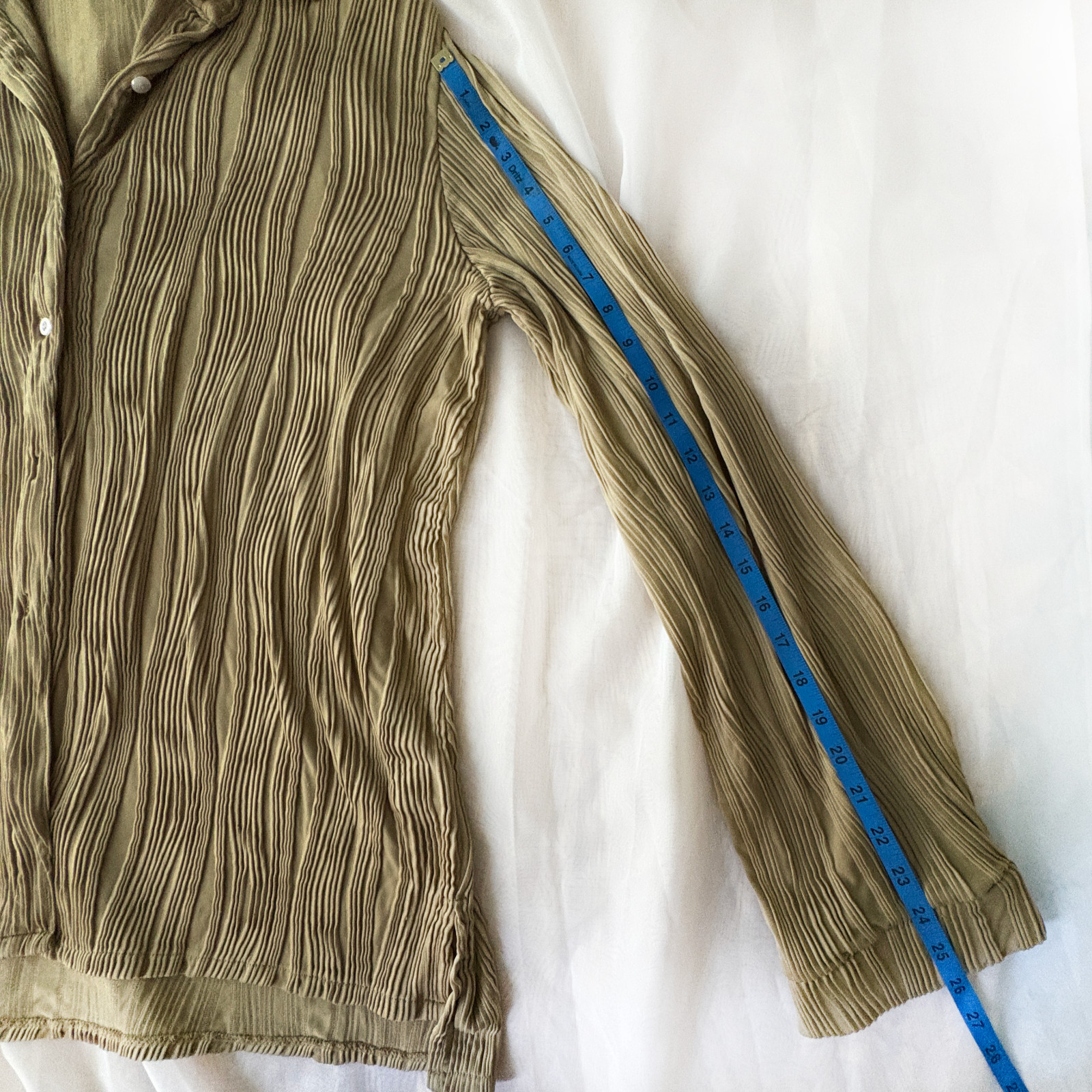 Matte Collection cream brown ribbed button up dress Sz L