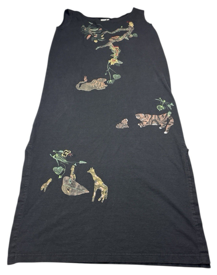 Blue Eyed Bear Women’s Small Maxi Dress Black Wildlife Animal Kingdom Sleeveless