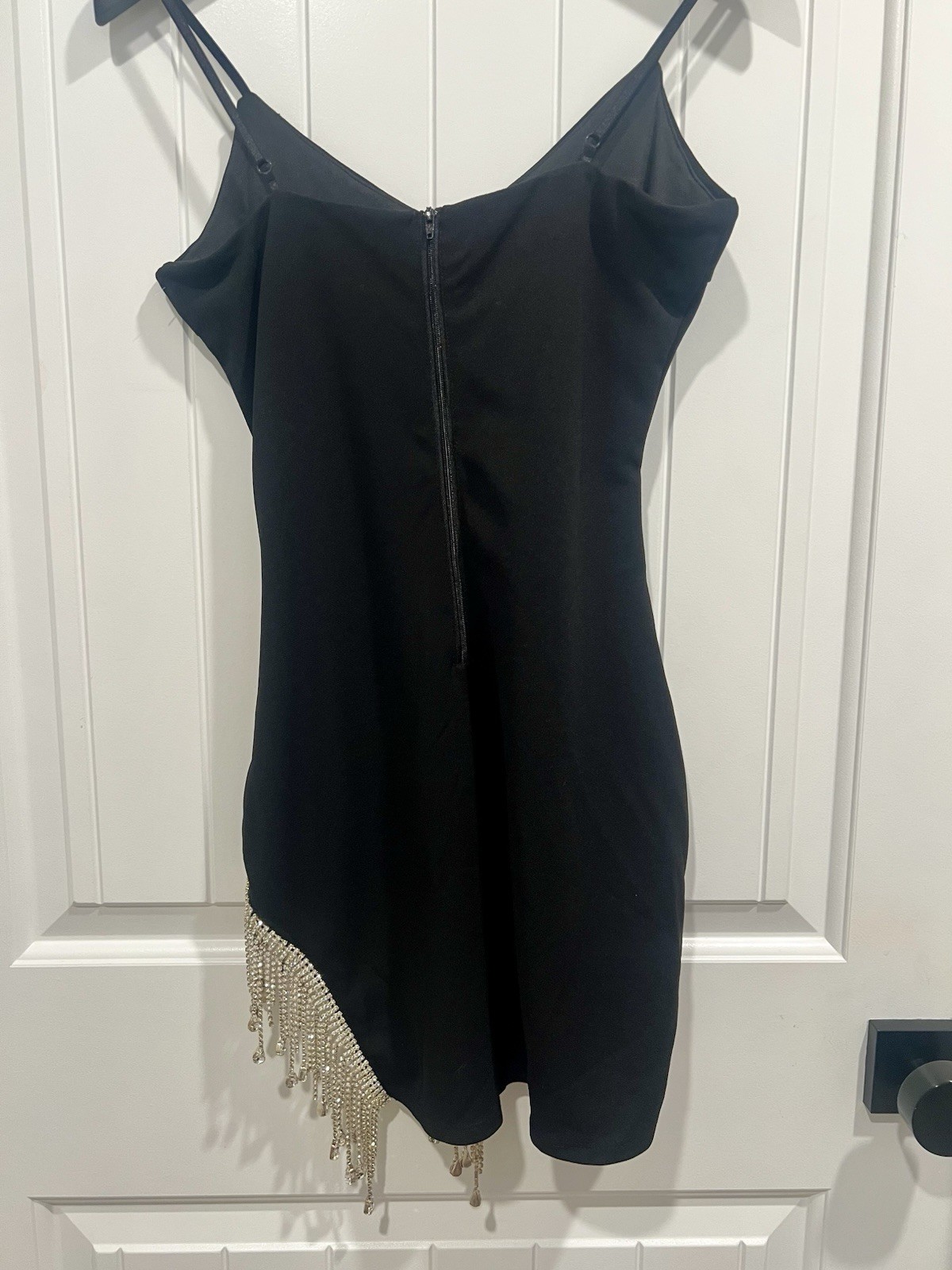 Windsor Black Rhinestone Fringe Mini Dress Women’s Small Party Cocktail Dress