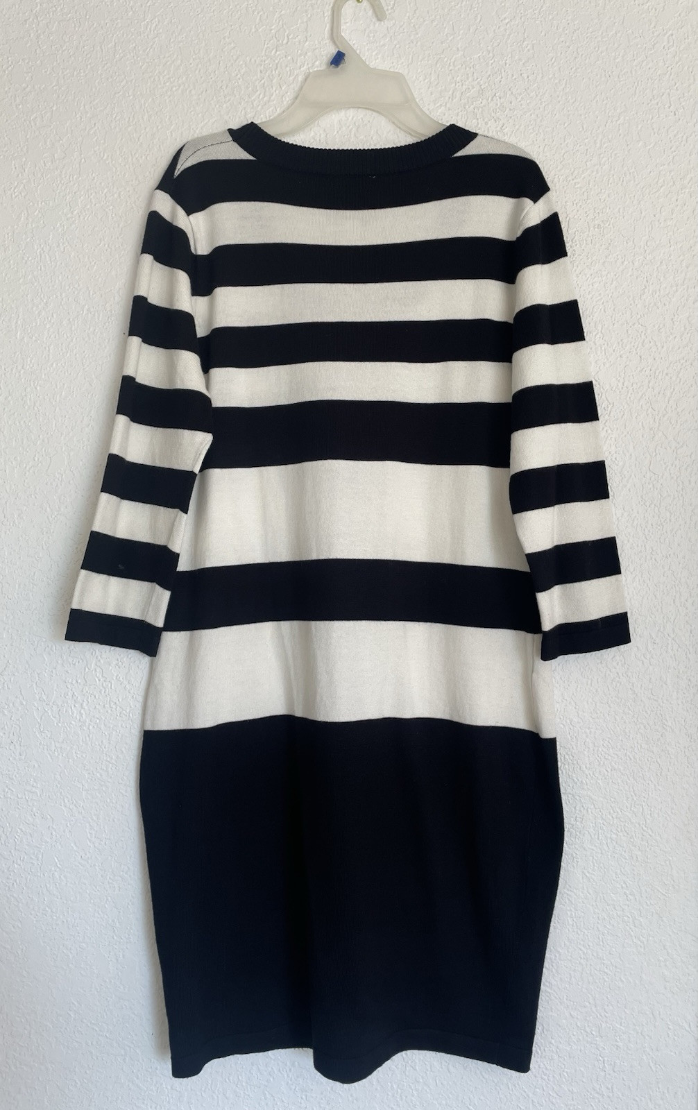PINK ROSE Womens Black/White Striped Smooth Knit Sweater Dress Sz XL