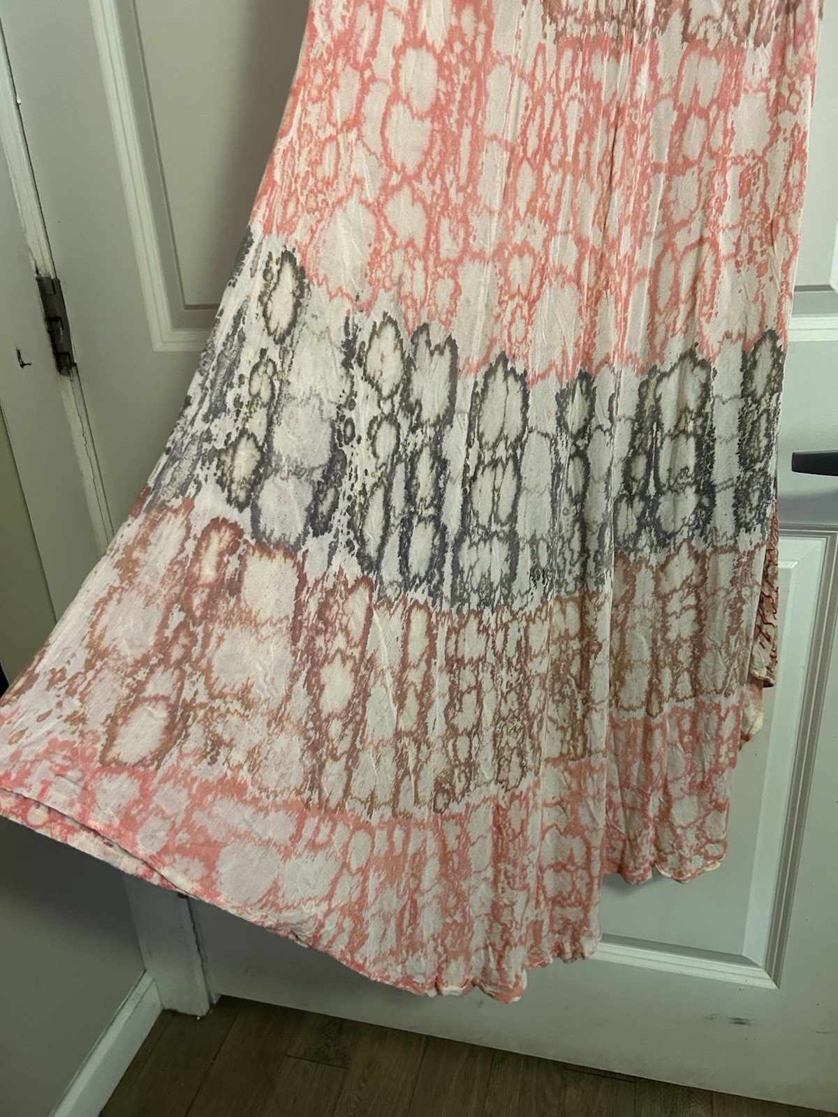 Jessica Taylor Pink Gray White Tie Dye Hi-Low Maxi Dress Sleeveless XL