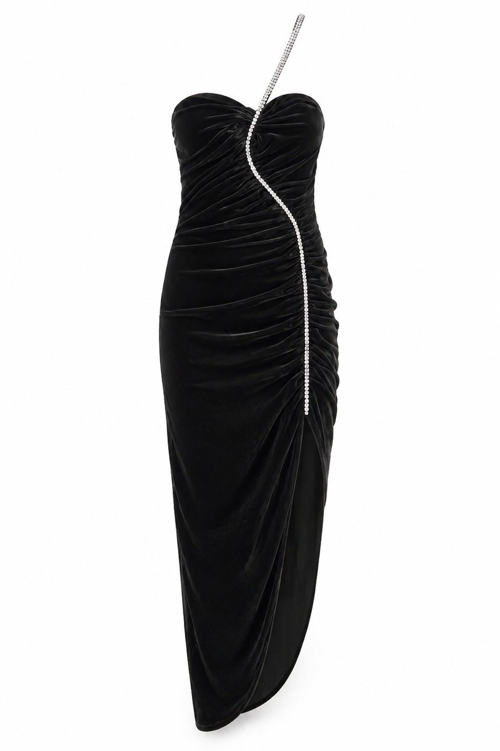BCBGMAXAZRIA SIZE 8 Black Asymmetrical Hem Velvet Jewel Dress Gown NEW
