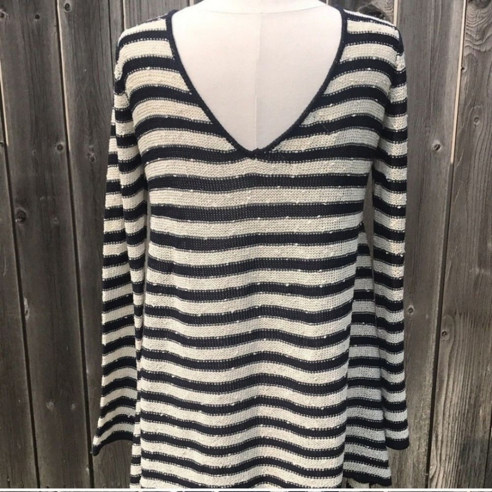 Free People Love Markrs Boho Striped Swim Tunic Sweater Dress Size Large