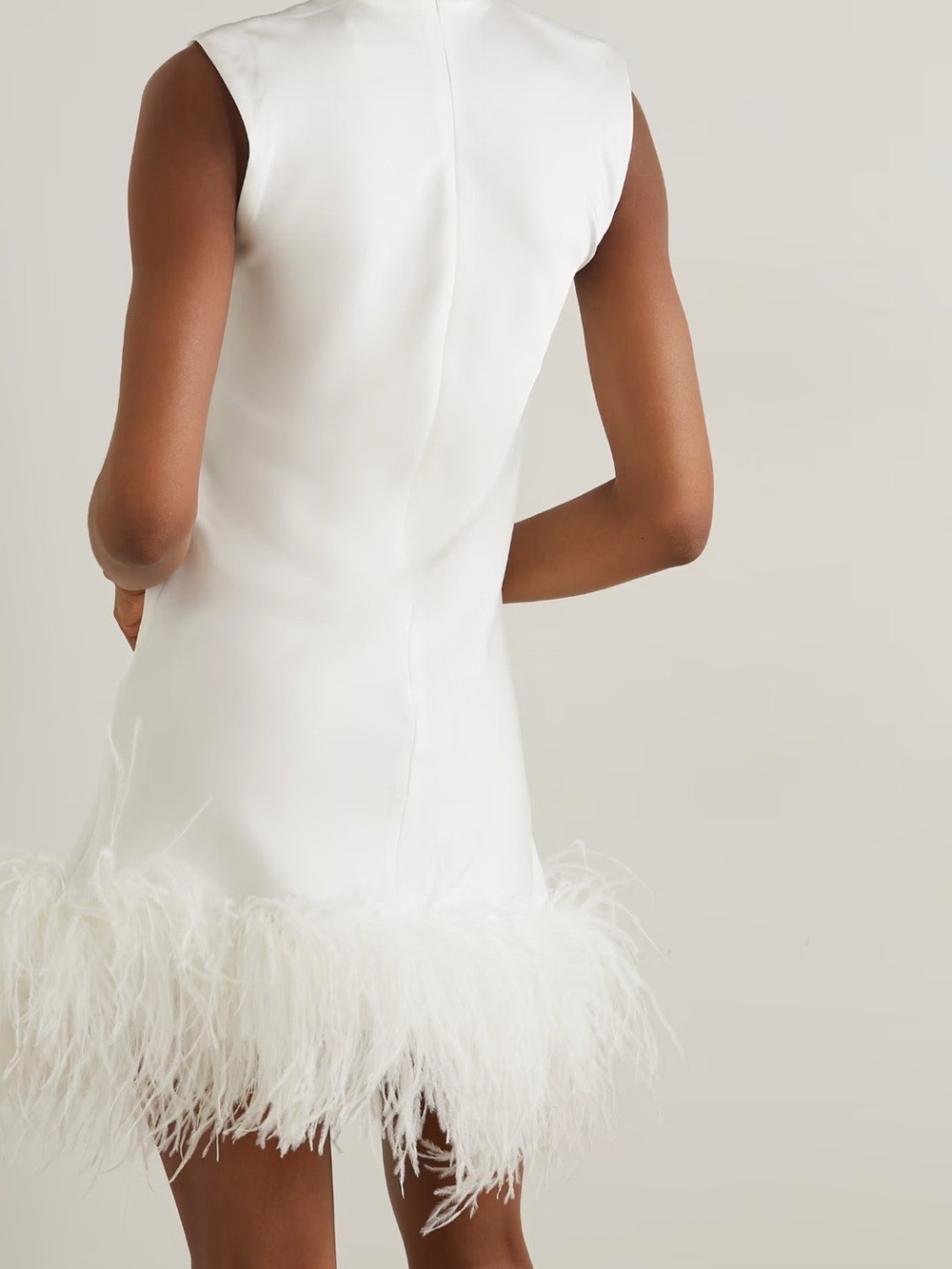 🆕 16ARLINGTON Umiko Feather Trim Mini Dress in Ivory Sz 10 US