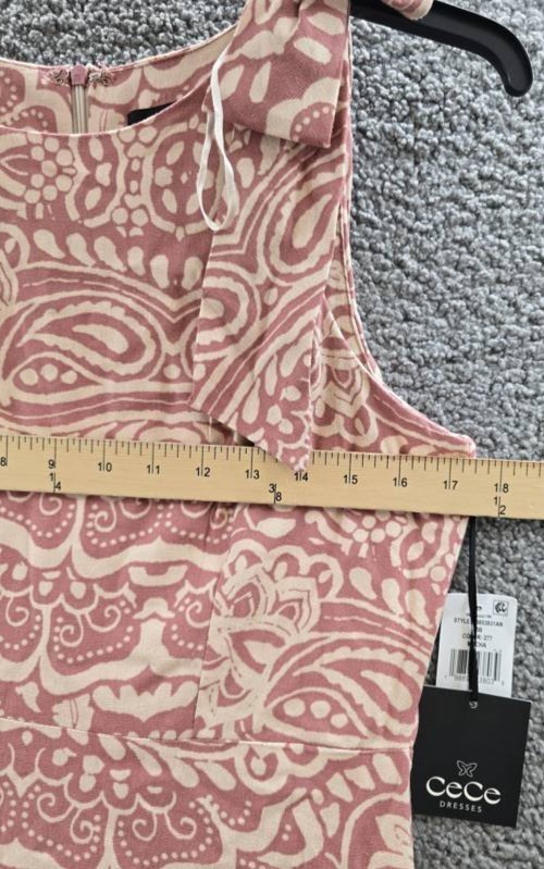 CeCe Linen Blend Sleeveless High-Low Maxi Dress Women’s S Mocha Back Zip Closure