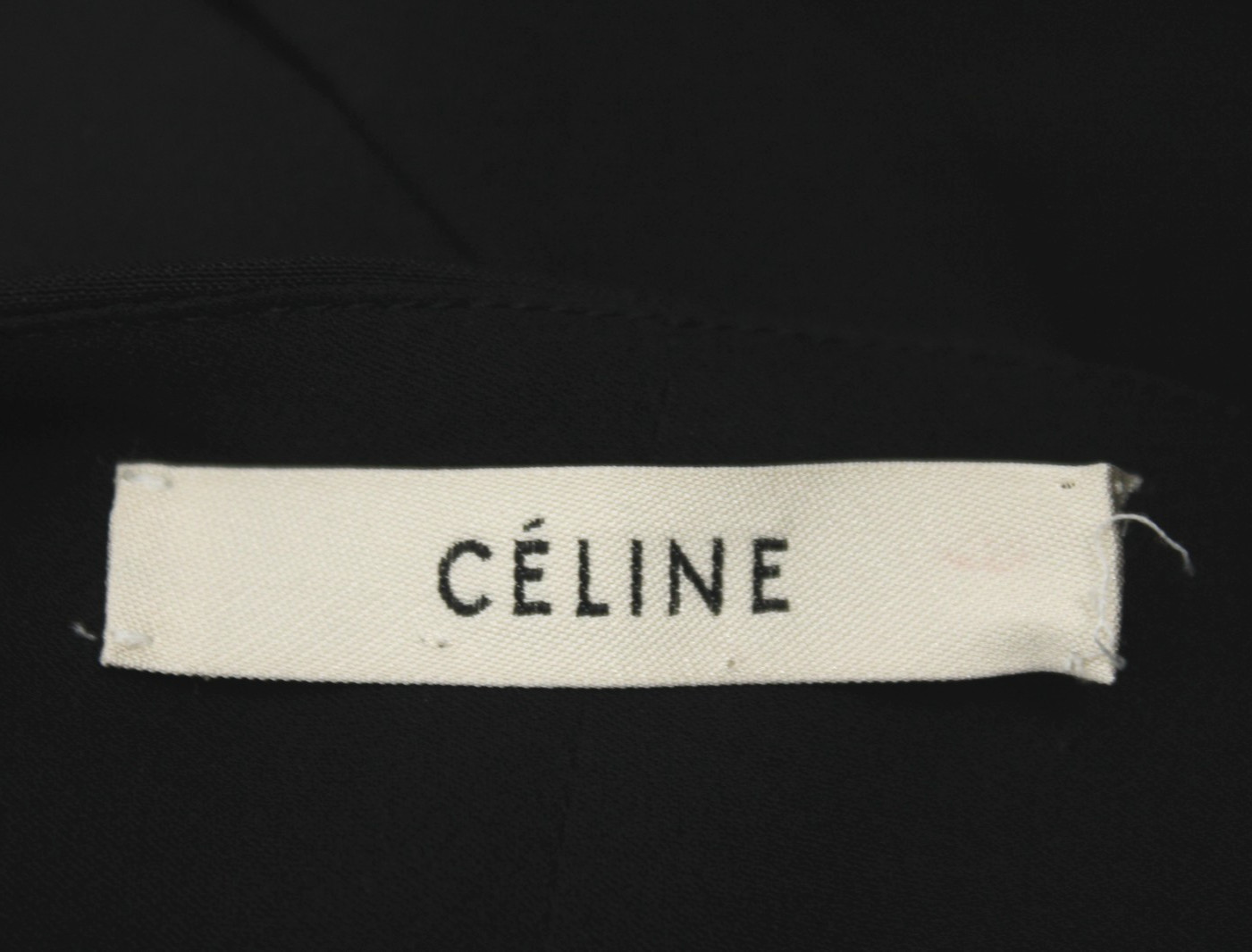 CELINE Black Woven Sateen Knee-Length Surplice V-Neck Wrap Shift Dress 42