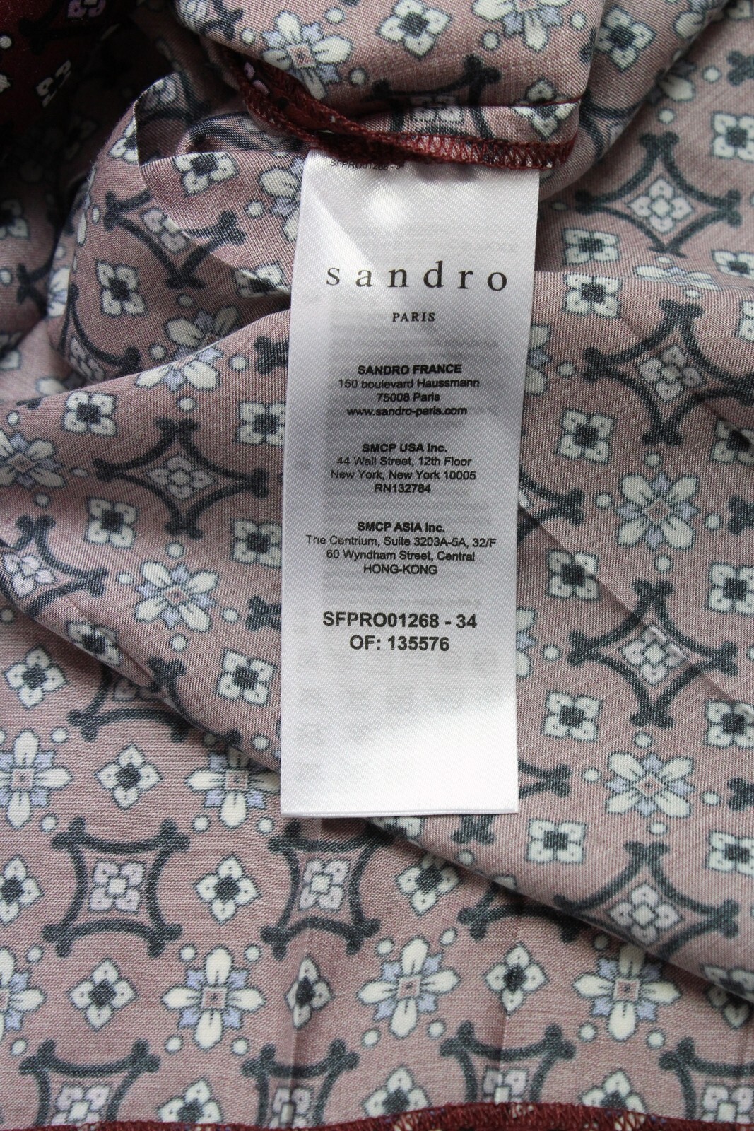 Sandro Thina Dress Womens (Eu) 38 Long Sleeve Pattern Split Midi
