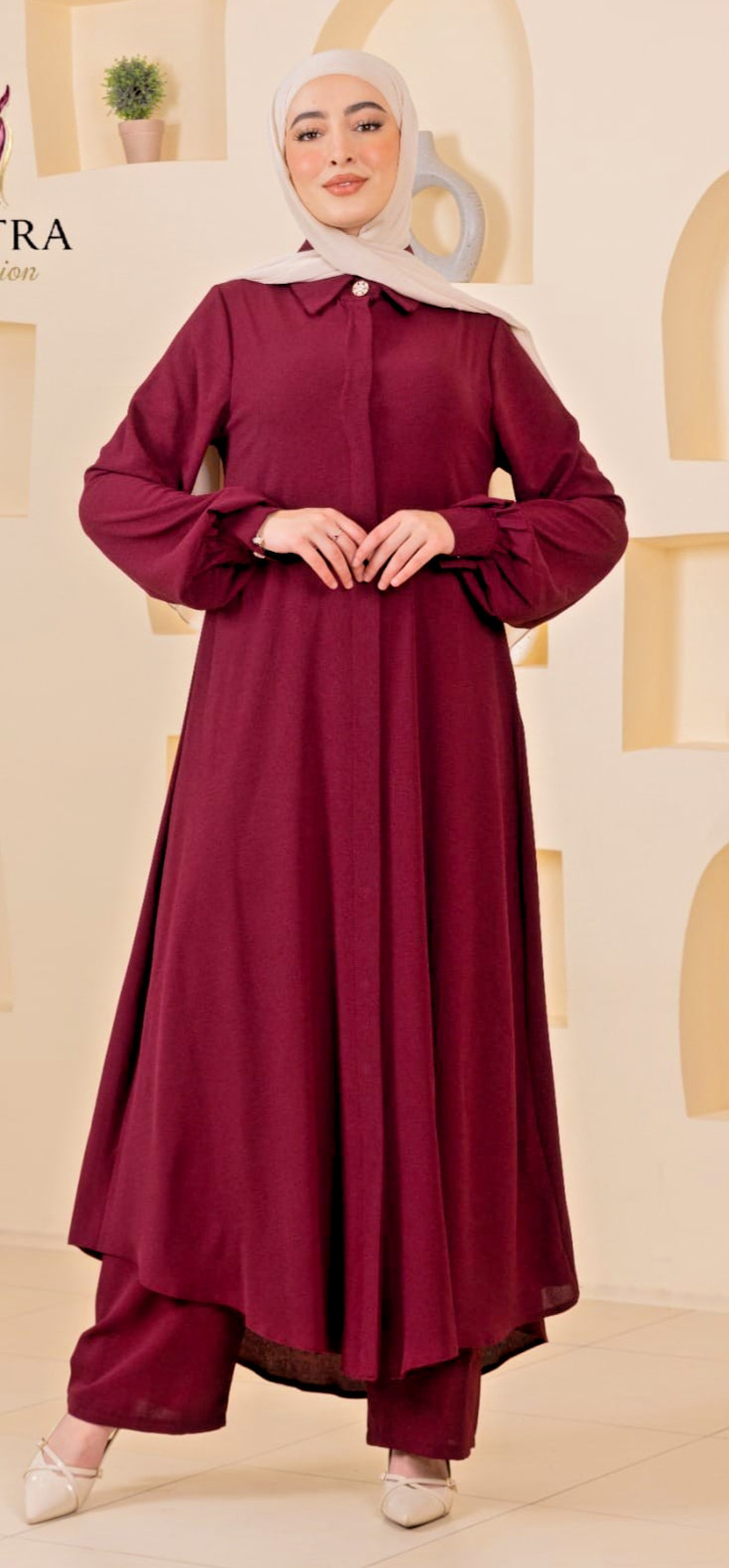 Women’s Modest Islamic 2piece Burgundy Suit Pro Jessica PLUS SIZE