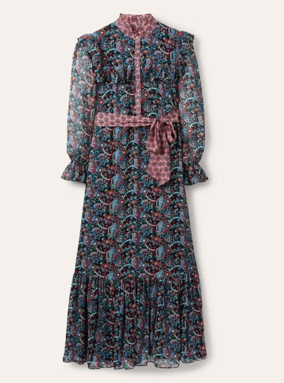 BODEN Women’s Frill Tiered Floral Maxi Dress No Belt, Size UK 6, US 2