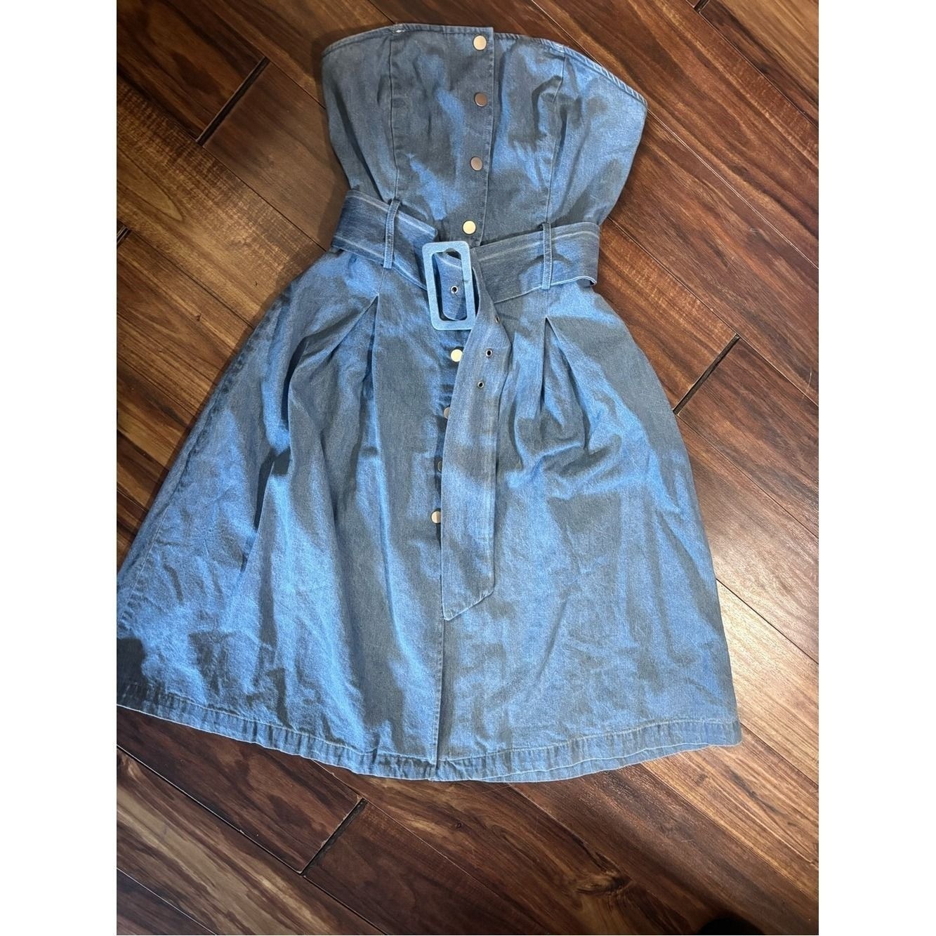 J.O.A. Denim dress buckle button down silver hardware medium Cowgirl rodeo
