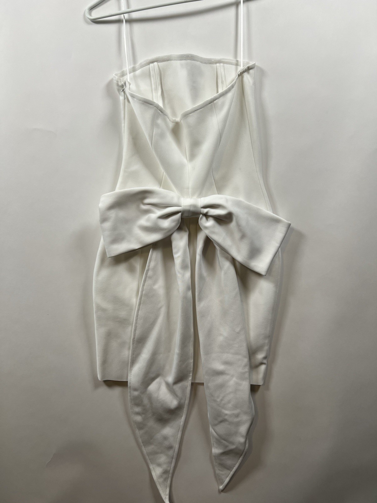Big Bow Cocktail Party Dress With Puff Sleeve, White Bridal Shower Dress