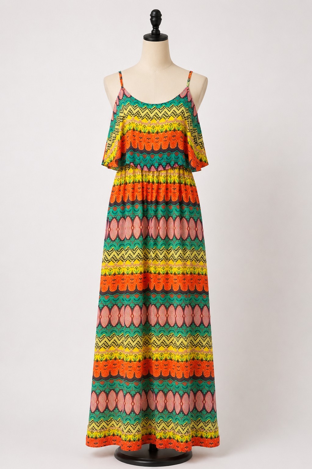 Red Camel Women’s Multicolor Geometric Ruffle Sleeveless Scoop Neck Dress M