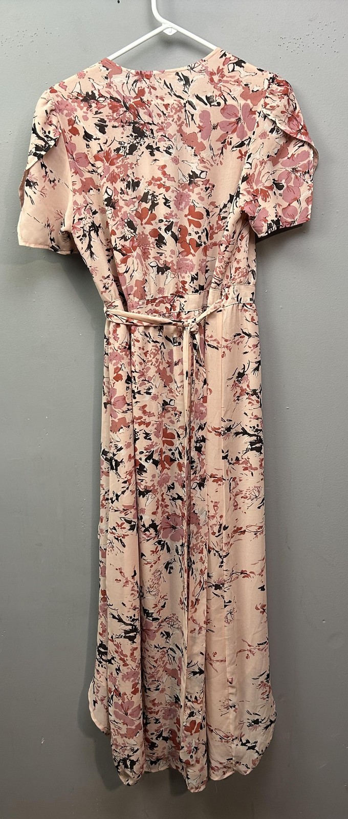Standards & Practices Dress Womens Medium Pink Garden Floral Wrap High Low Hem