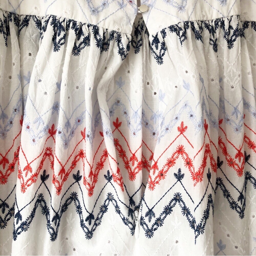 Sabina Musayev White Zig Zigzag Embroidered Fiji Dress With Pockets