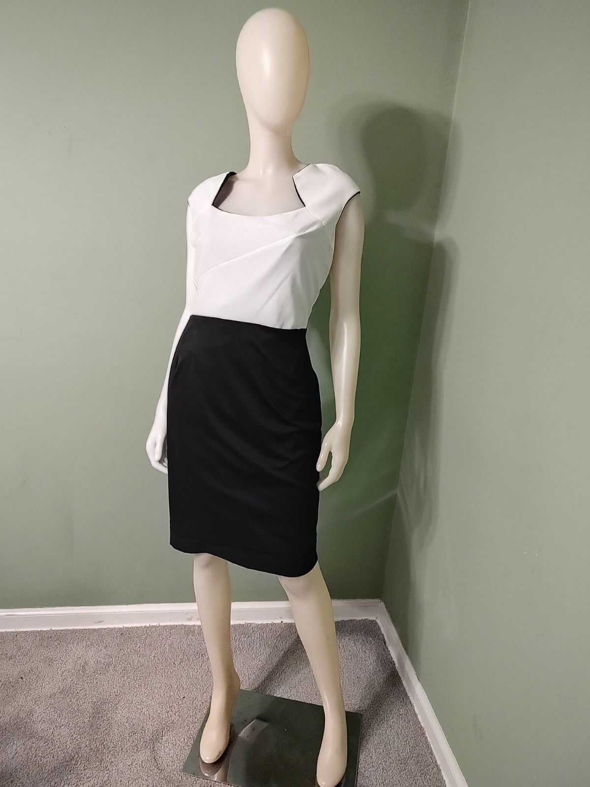 CALVIN KLEIN Womens Black Sleeveless Sweetheart Neckline Pleated Sheath Dress 14