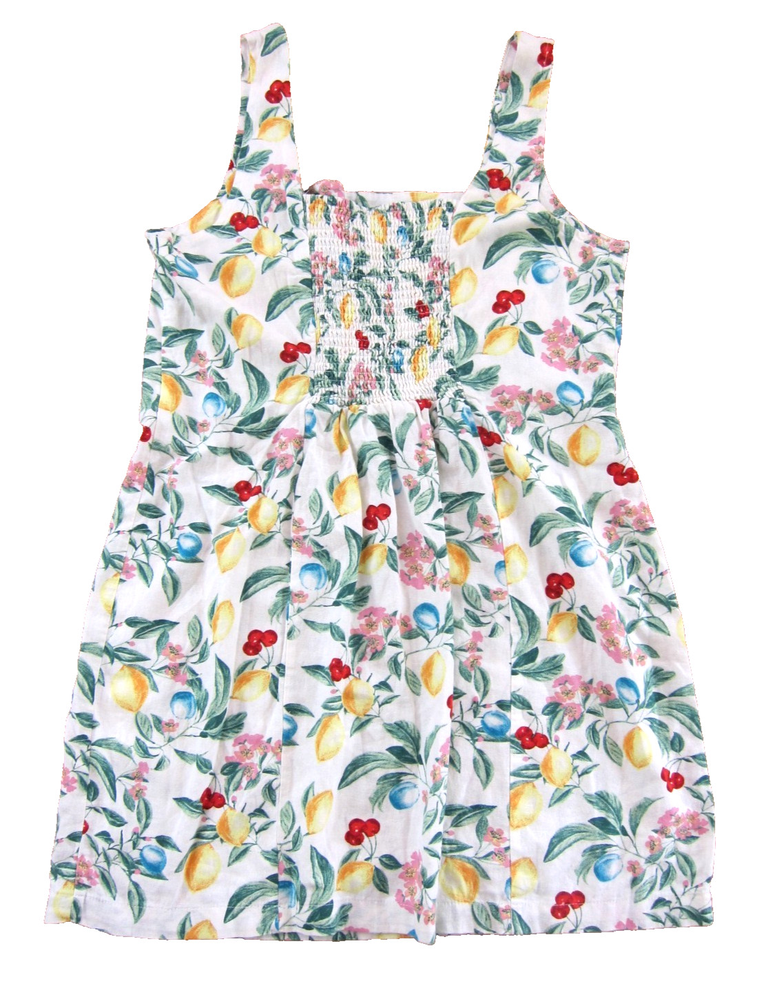 Old Navy Linen Rayon White Green Pink Yellow Lemon Cherry Tank Sun Dress XL