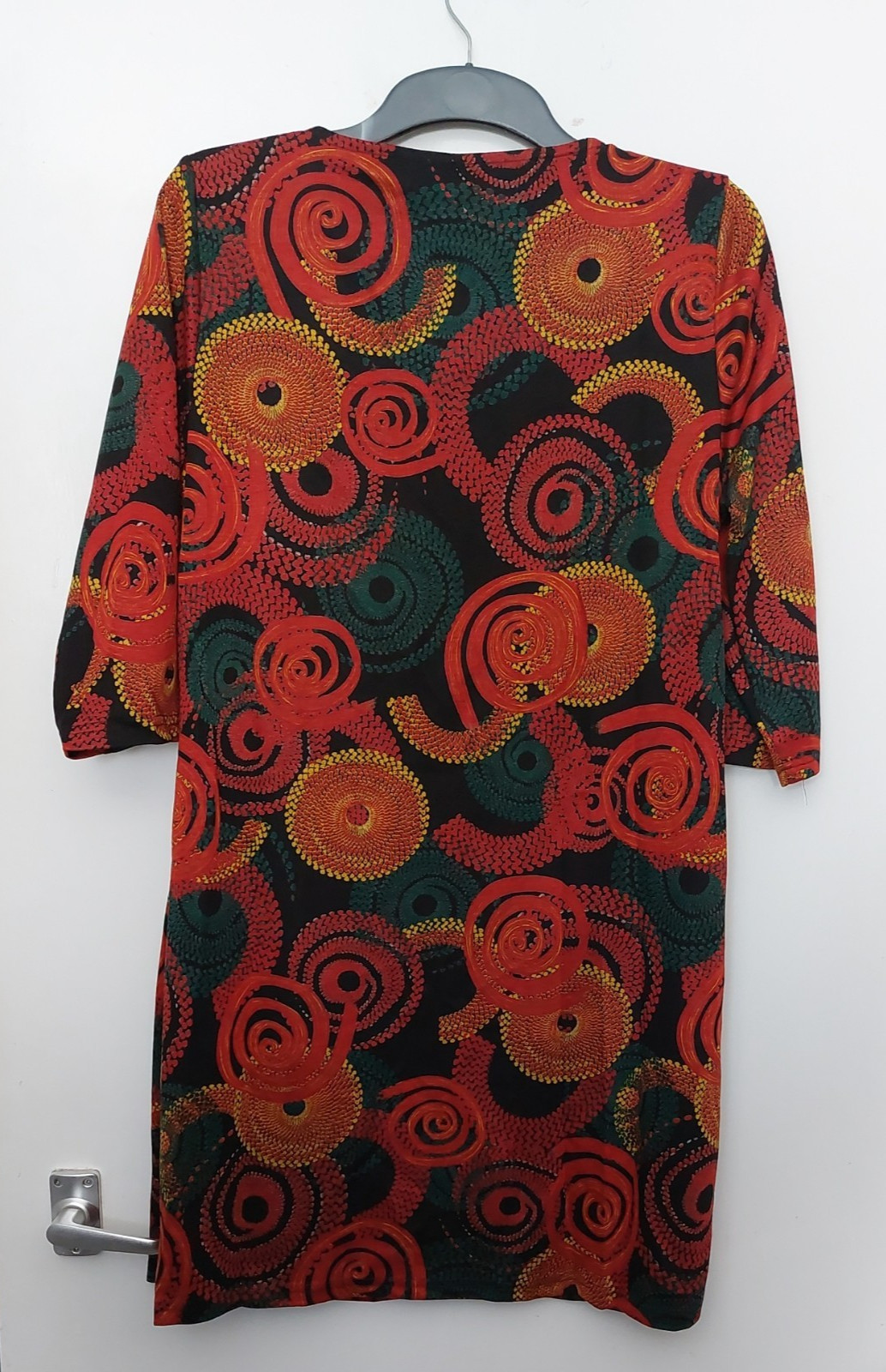 Izabel London Circular Patterns Print 3/4 Sleeve Short Shift Dress UK12 EU40 NEW