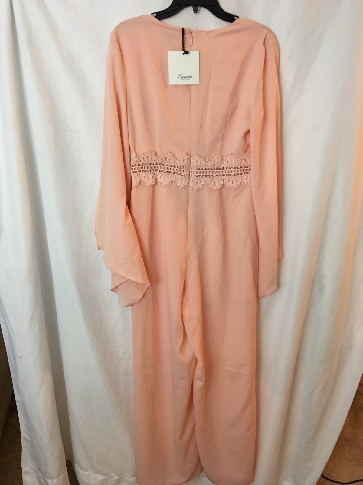 Lumier By Variant Peach Medium Jumpsuit Lace Womens Pantsuit Cocktail Attire M