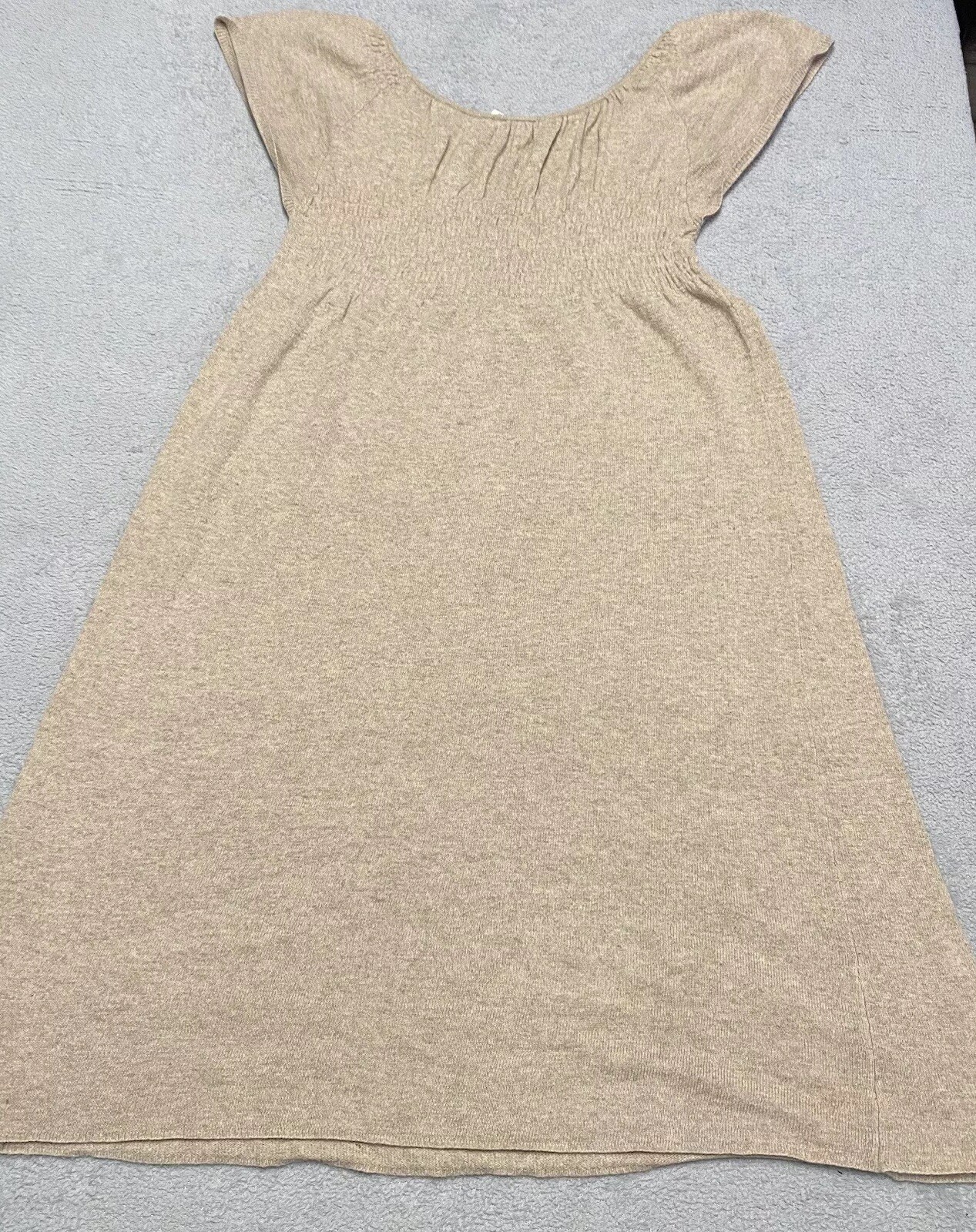 Anthropologie Moth Sweater Dress Small Beige Cashmere Blend Smocked Boho Knit